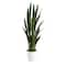 4ft. UV Resistant Artificial Snake Plant in White Decorative Planter